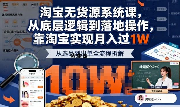 2025最新淘宝无货源系统课，从底层逻辑到落地操作，靠淘宝实现月入过1W-紫瑞库
