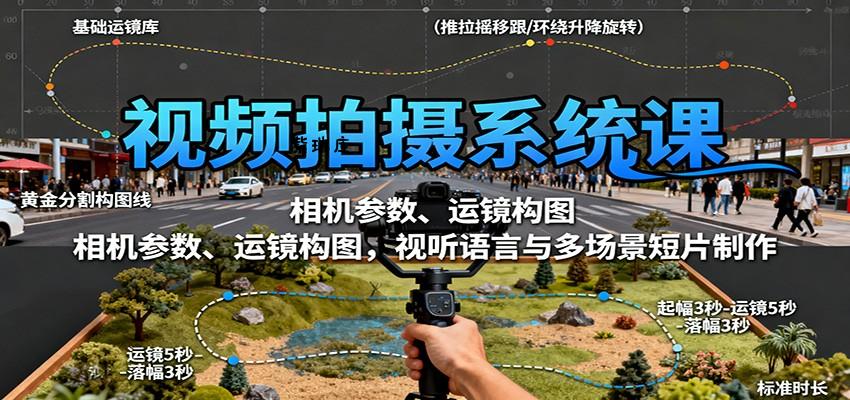 视频拍摄系统课:相机参数、运镜构图,视听语言与多场景短片制作-紫瑞库