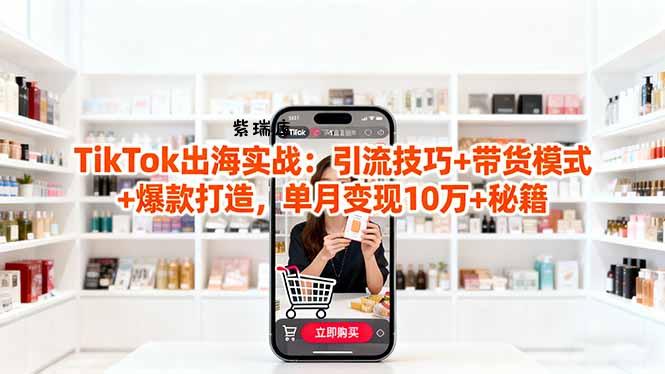「TikTok出海实战」引流技巧+带货模式+爆款打造，单月变现10万+秘籍-紫瑞库