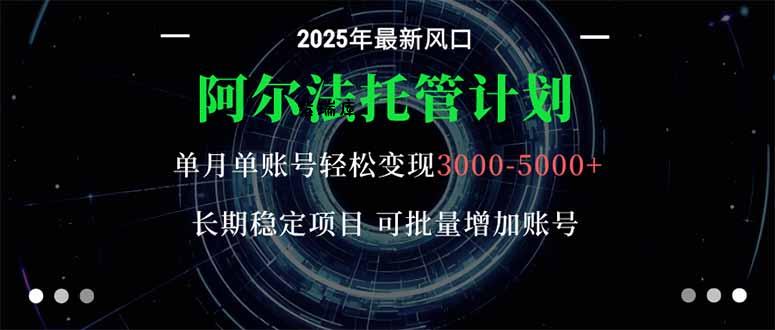 阿尔法托管计划 单账号月入3000-5000，长期稳定项目，新手小白轻松上手。-紫瑞库