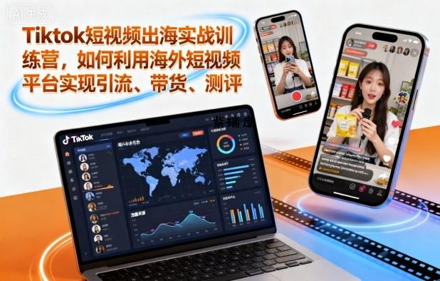 Tiktok短视频出海实战训练营，如何利用海外短视频平台实现引流、带货、测评-紫瑞库