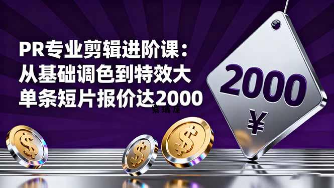 PR专业剪辑进阶课:从基础调色到特效大片的进阶技能,单条短片报价达2000-紫瑞库
