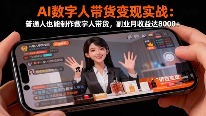 AI数字人带货变现实战:普通人也能制作数字人带货,副业月收益达8000+-紫瑞库