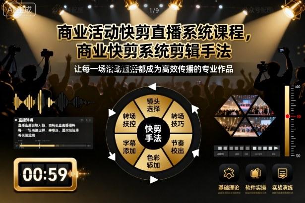 商业活动快剪直播系统课程,商业快剪系统剪辑手法-紫瑞库