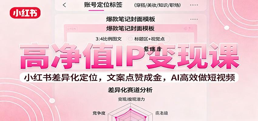 高净值IP变现课:小红书差异化定位,文案点赞成金, AI高效做短视频-紫瑞库