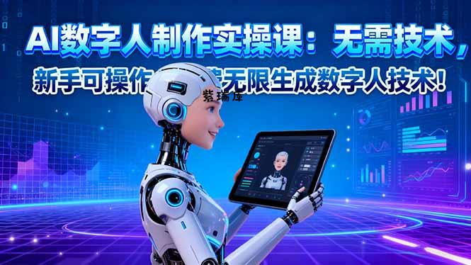 AI数字人制作实操课:无需技术,新手可操作,免费无限生成数字人技术!-紫瑞库