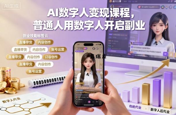 AI数字人变现课程,普通人用数字人开启副业-紫瑞库