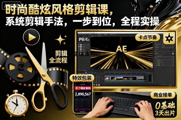 时尚酷炫风格剪辑课，系统剪辑手法，一步到位，全程实操-紫瑞库