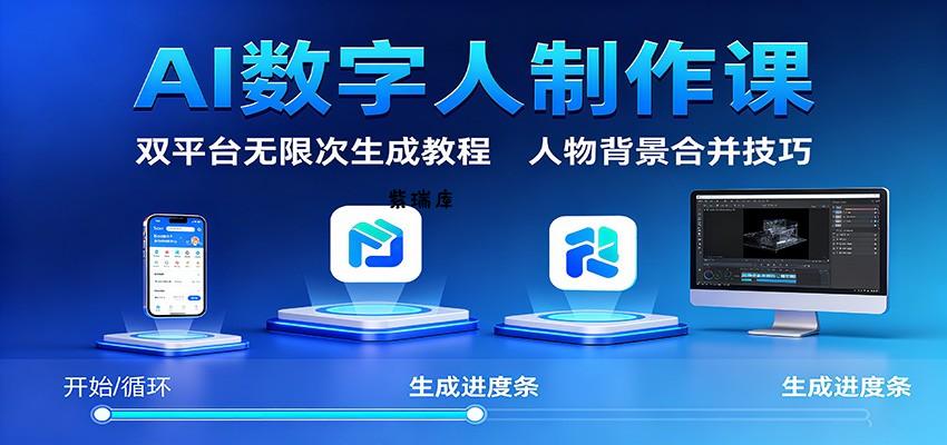 AI数字人制作课:双平台无限次生成教程,人物背景合并技巧-紫瑞库