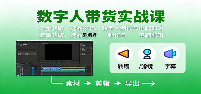 数字人变现实战课:流量获取、选品技巧、数字人制作与电脑剪辑-紫瑞库